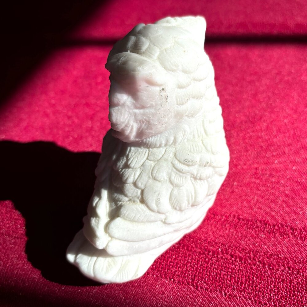 Vintage Pair Norleans White Alabaster Owls Handmade in Italy Figurine - Picture 8 of 12
